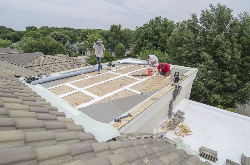 Commercial TPO Roof Being Worked On