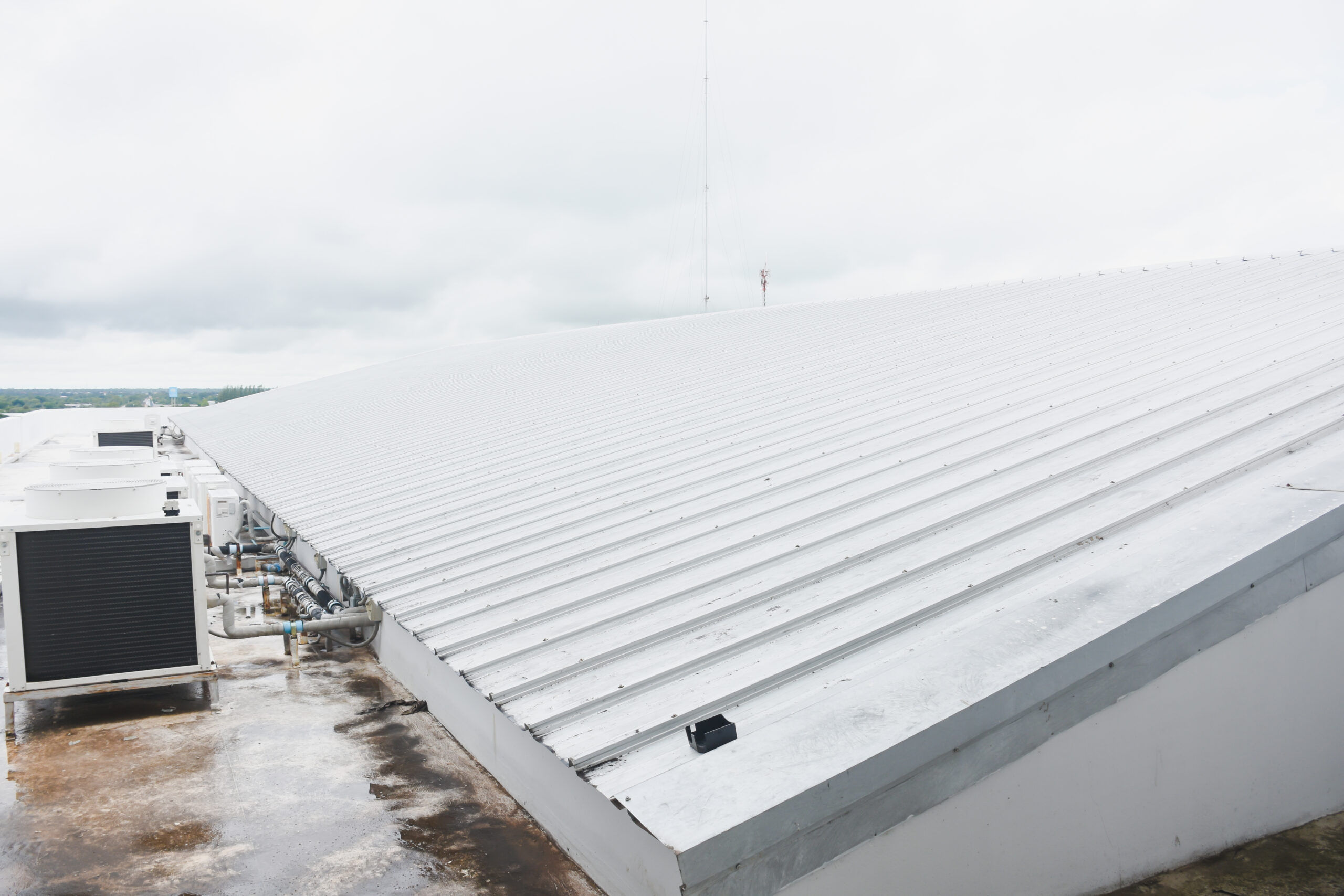 Commercial Roof With Combination Metal And Flat Roof
