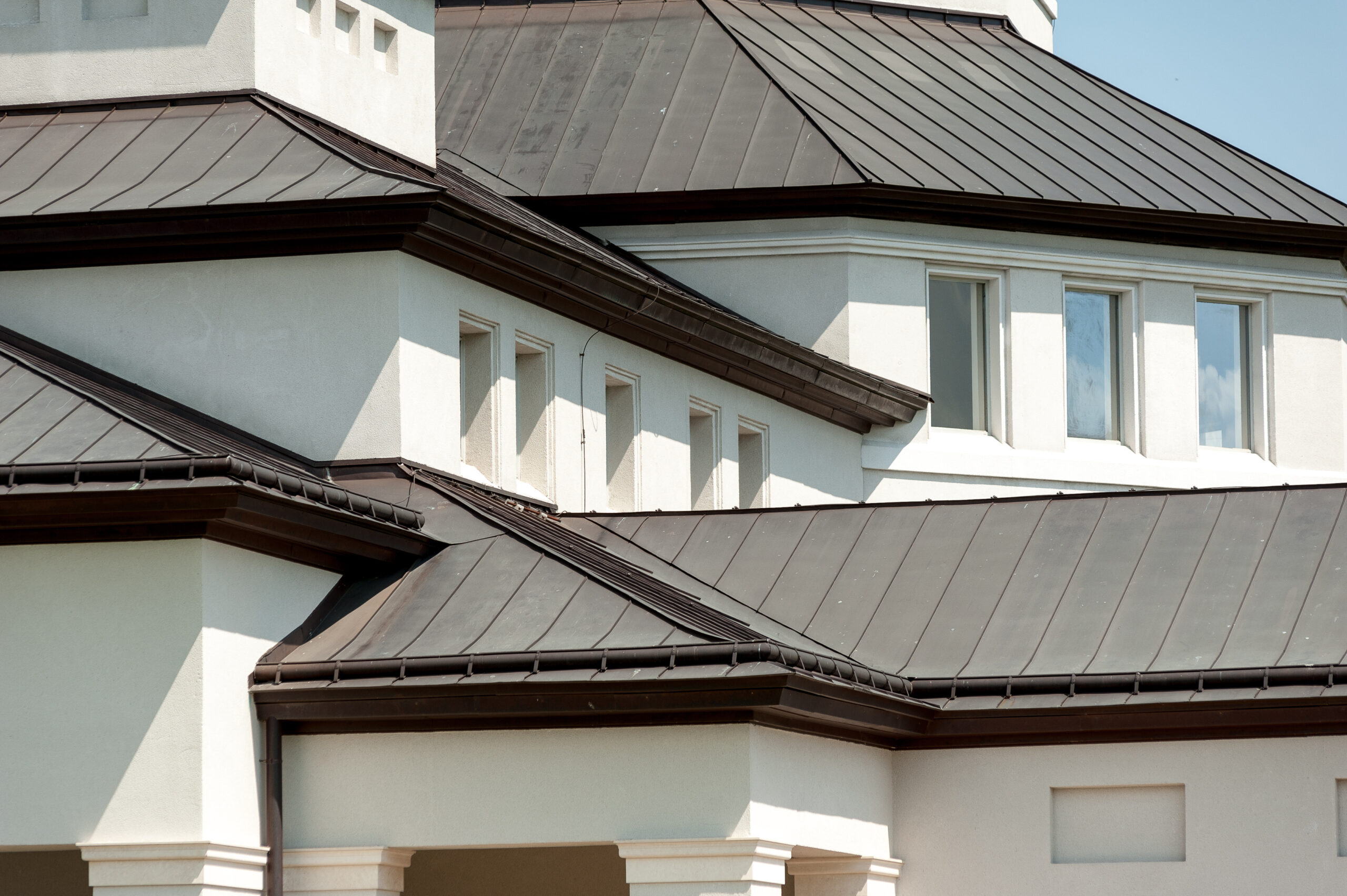 Black Standing Metal Roof On House