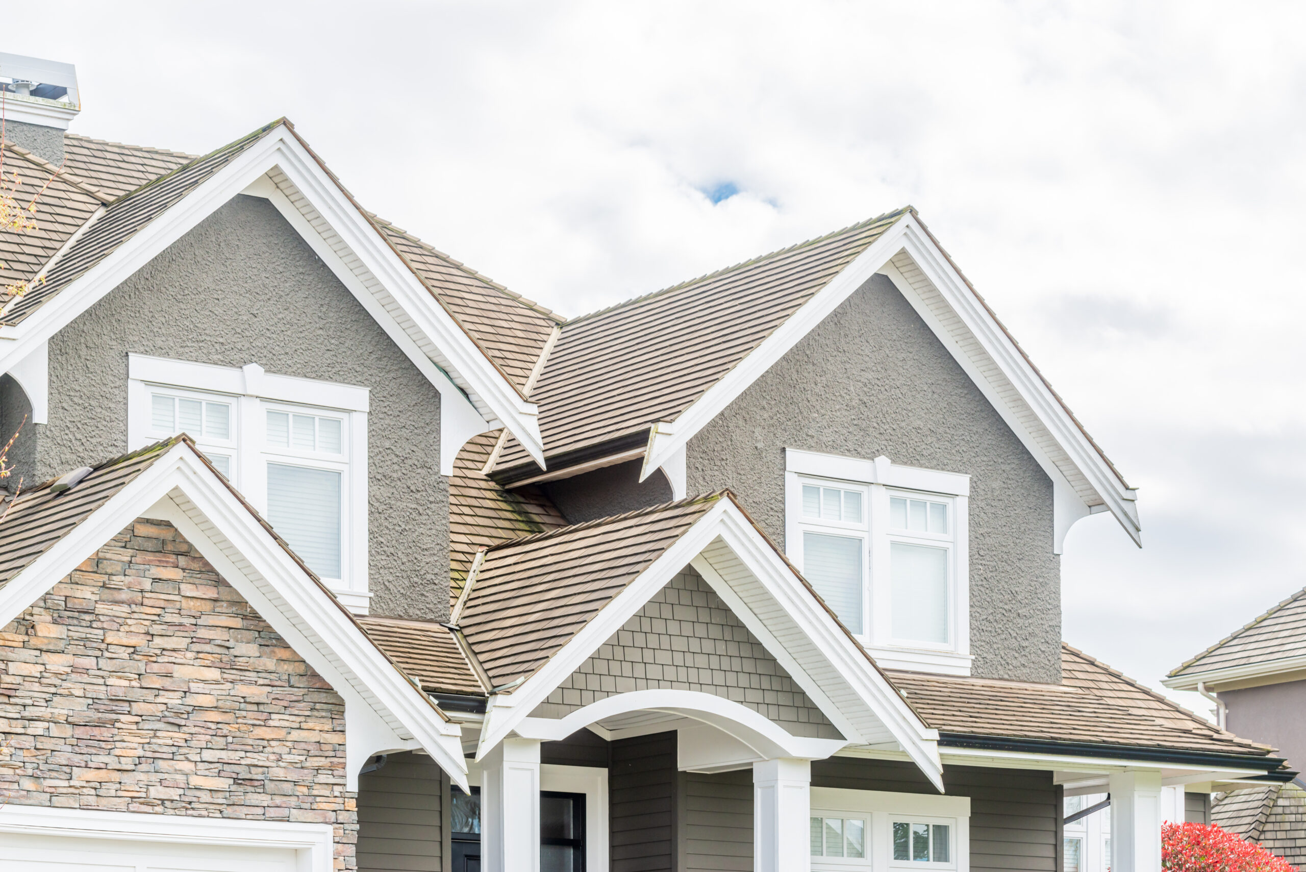 Gray House With Beautiful Tan Roof